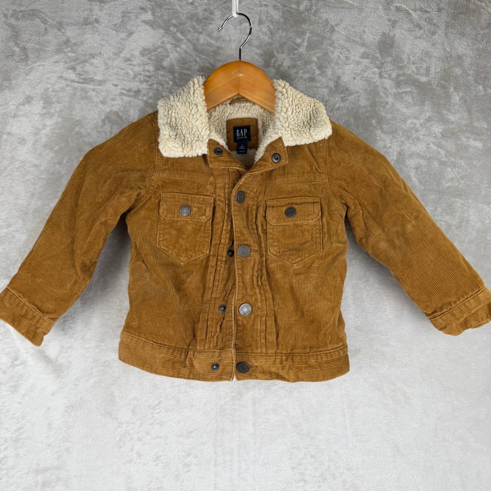 Gap Kids Toddler Brown Corduroy Sherpa Lined Trucker Jacket Size 3T